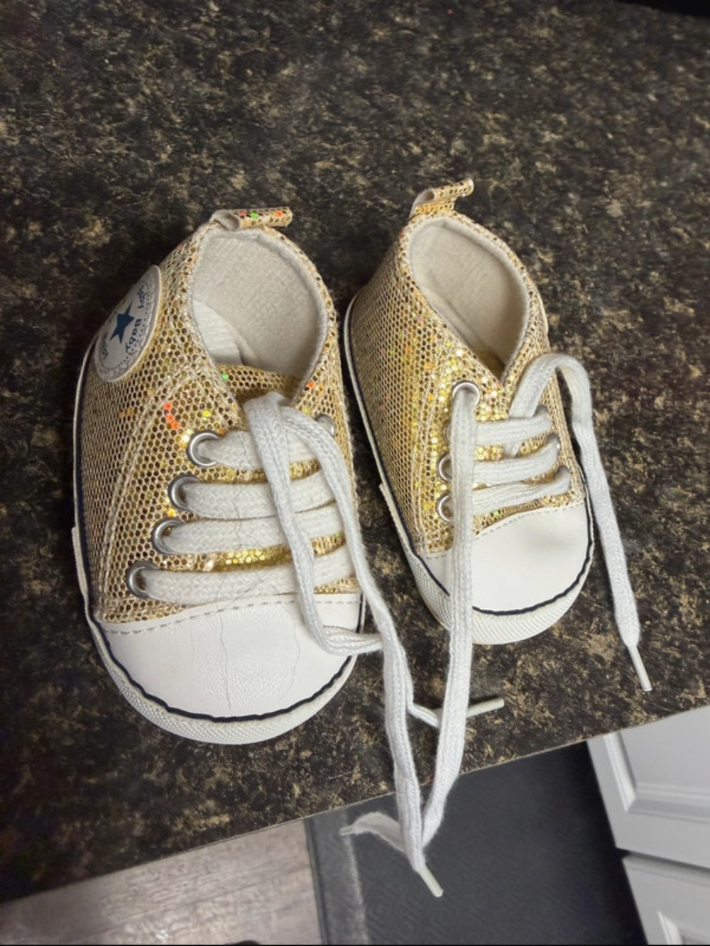 Infant Gold Glitter Canvas Baby Sneakers with White Laces